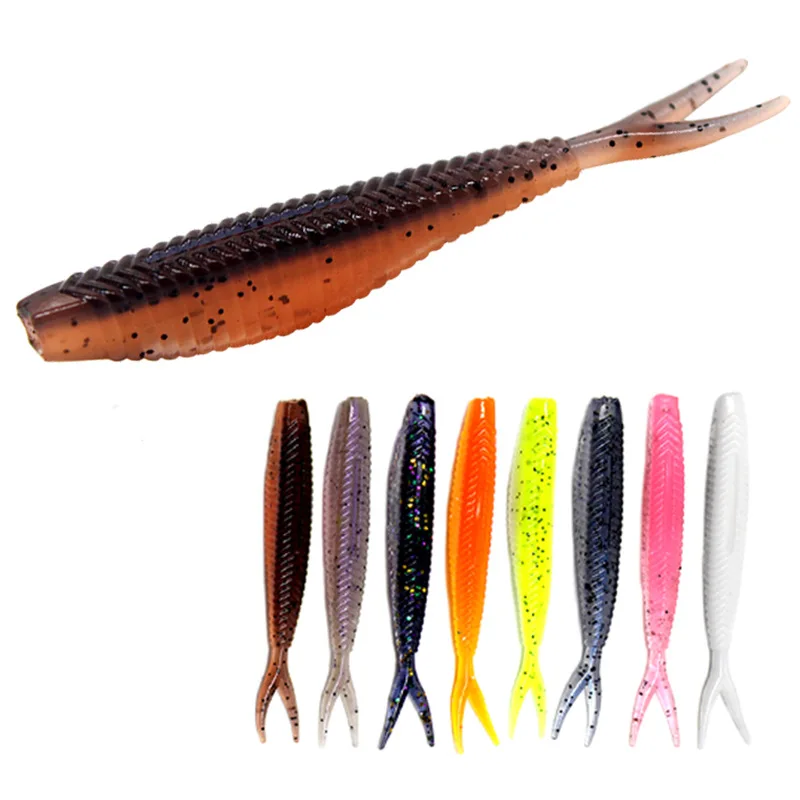 1.5g 6cm 8colors Soft Fishing Lure Double Color Bionic Lifelike Bait Plastic Forked Tail Lures
