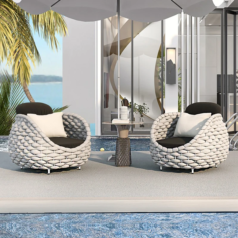 Modern Luxury Hotel Leisure Garden Outdoor Furniture Braided Rope Aluminum Alloy Patio Sofa Set For Villa And Hall