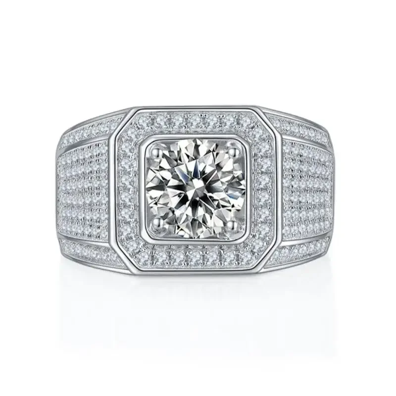 luxury Hiphop Men Women Fine Jewelry Iced Out 10k Gold  VVS Moissanite Diamond Star Ring With GRA Certificate