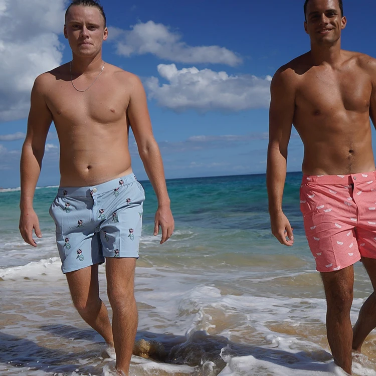 2023 OEM Custom Men Swimwear Trunks Polyester Waterproof Quick Dry Men Swim Shorts Board Shorts