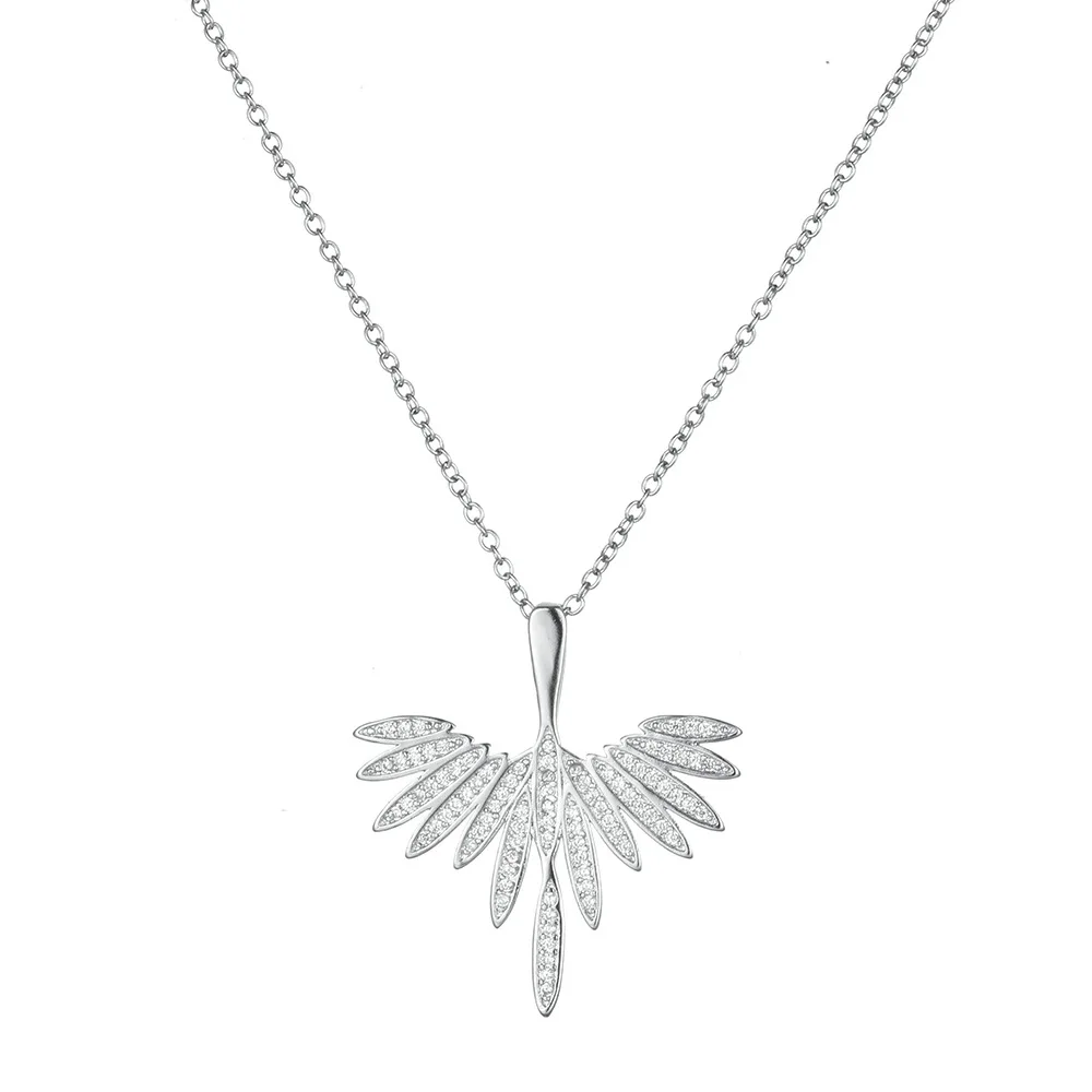 Fashion Angel Wings Necklace Ladies Inlaid Zircon Pendant Animal Shape Design Cute Accessories