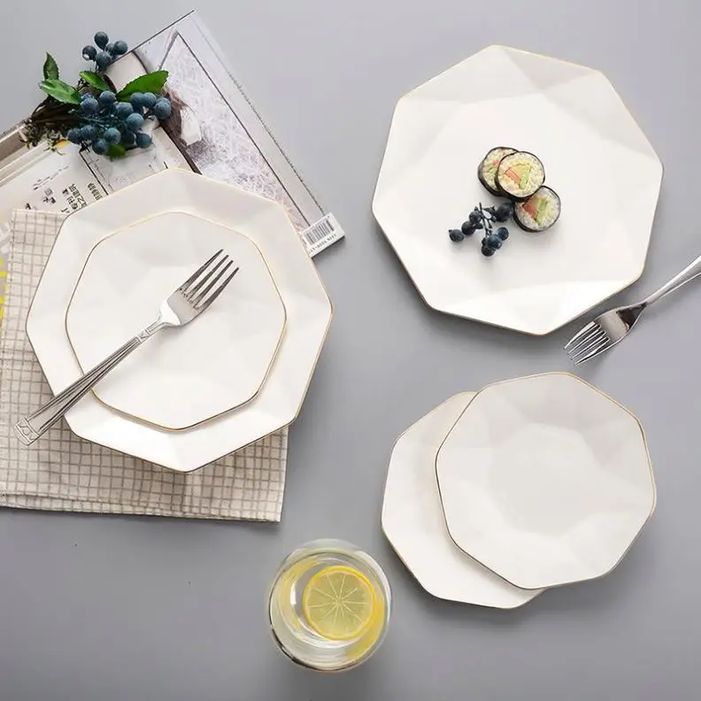 Various Specifications Good Price Dinner Serving Dishes Set Adult White CLASSIC Party Ceramic Plate Dish 8 Inch Simple Modern