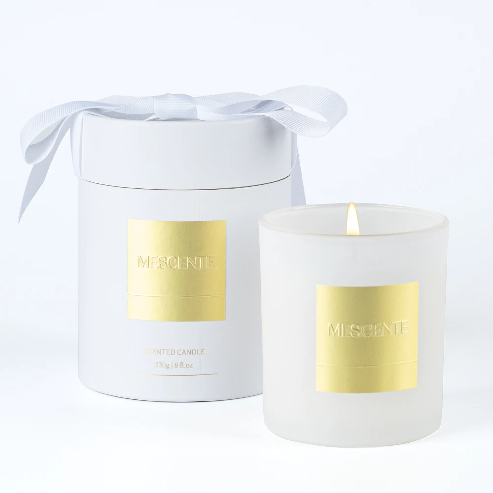 Mescente Luxury Private Label Custom Scented Soy Wax Candles with Lids Black Jar Tin Container for Weddings and Christmas