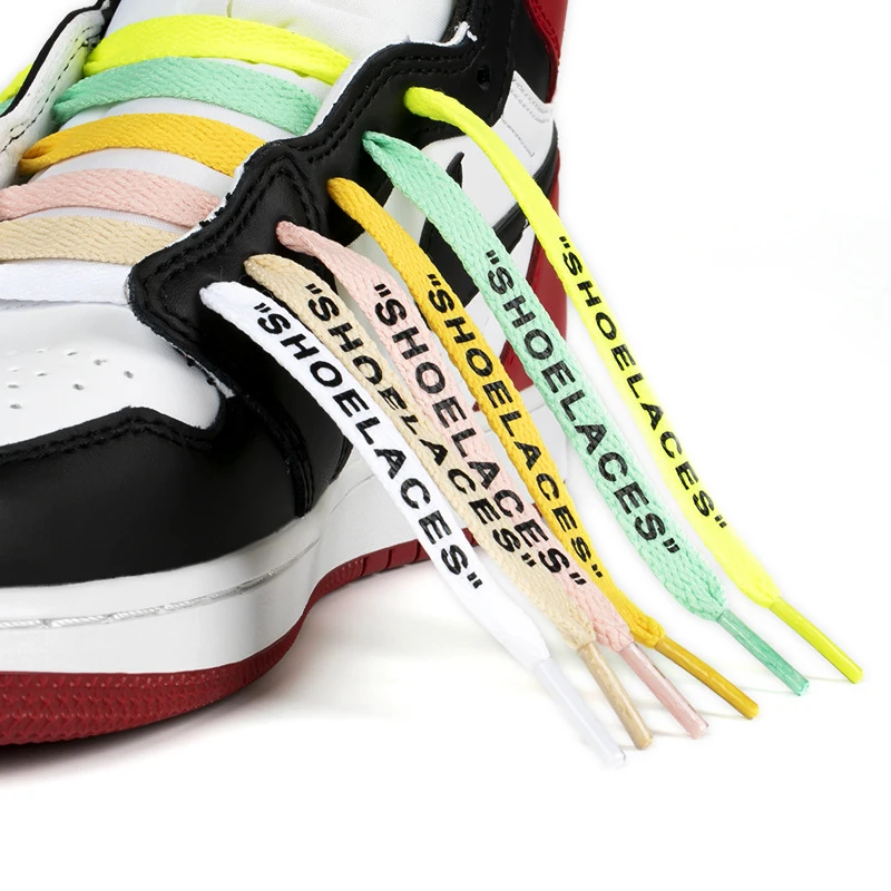 Custom High Quality Flat Shoelace 57 Colors 8mm Width 50-200 CM Length Flat Shoelaces For Sneakers