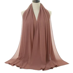 42 Colors Cheap Monochrome Ethnic Pearl Chiffon Bubble Scarf Headscarf Hot Sale High Quality Women Hijab Scarf