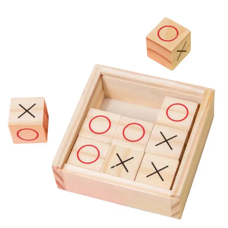 Mini Table Wooden Educational Logical Tic-tac-toe Chess OX Board Game