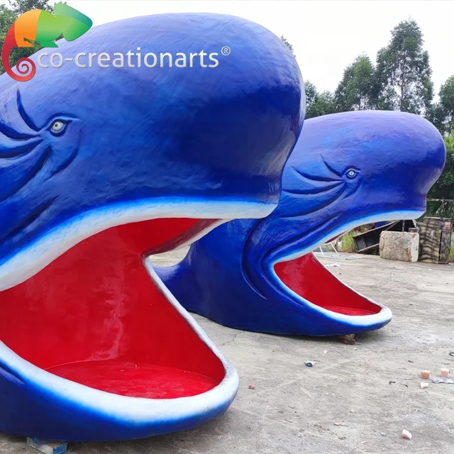 Amusement park theme decoration 3D fiberglass whale model for sale