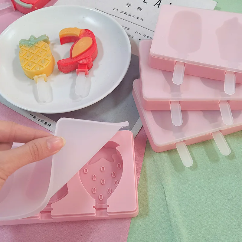 Popsicle Molds Cake Pop Mould Easy Release Cakesicle Molds Silicone Ice Pop Molds with 50 Wooden Sticks for DIY Ice Popsicle/