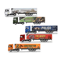 Customize Logo Sliding Police Alloy Metal Kids Play Set Vehicles Car Container Truck Die cast Toys