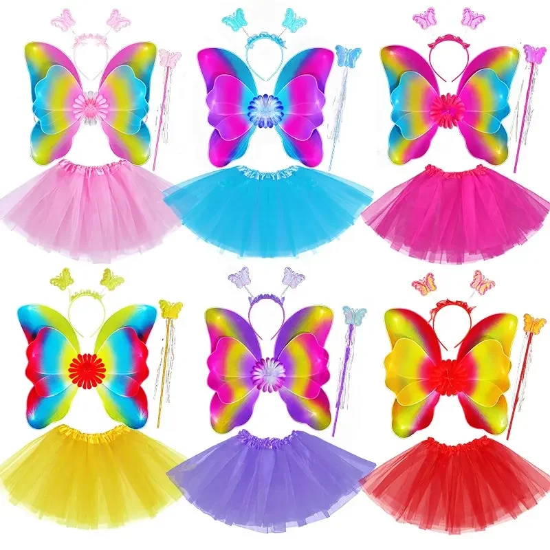 Christmas Halloween Bee Costumes For Kids Girls Cute Party Fancy Dress Cosplay Wings Skirts Fairy Wand
