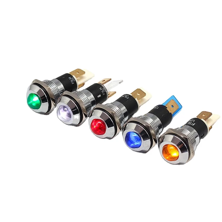 16mm DC12V LED Metal Indicator Light Waterproof Warning IP65 Signal Lamp Red White Yellow Blue Green Pilot Seal Bulb