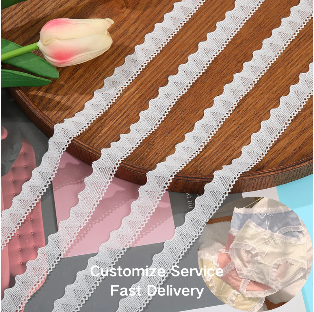 WH80018 Stock Customized Decorative Knit Yarn Nylon Trimming Lace Ribbon with DIY hand jewelry underwear wholesale