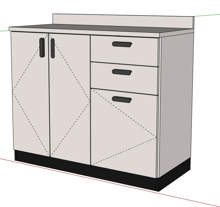 Base Cabinet with 3 Doors and 2 Drawers