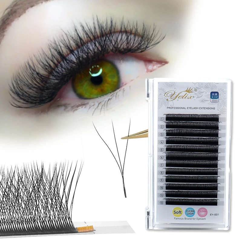 Yelix W lashes 005 Style Volume Lashes Eyelash 0.07mm C Curl Korean PBT W Clover Lash Extensions