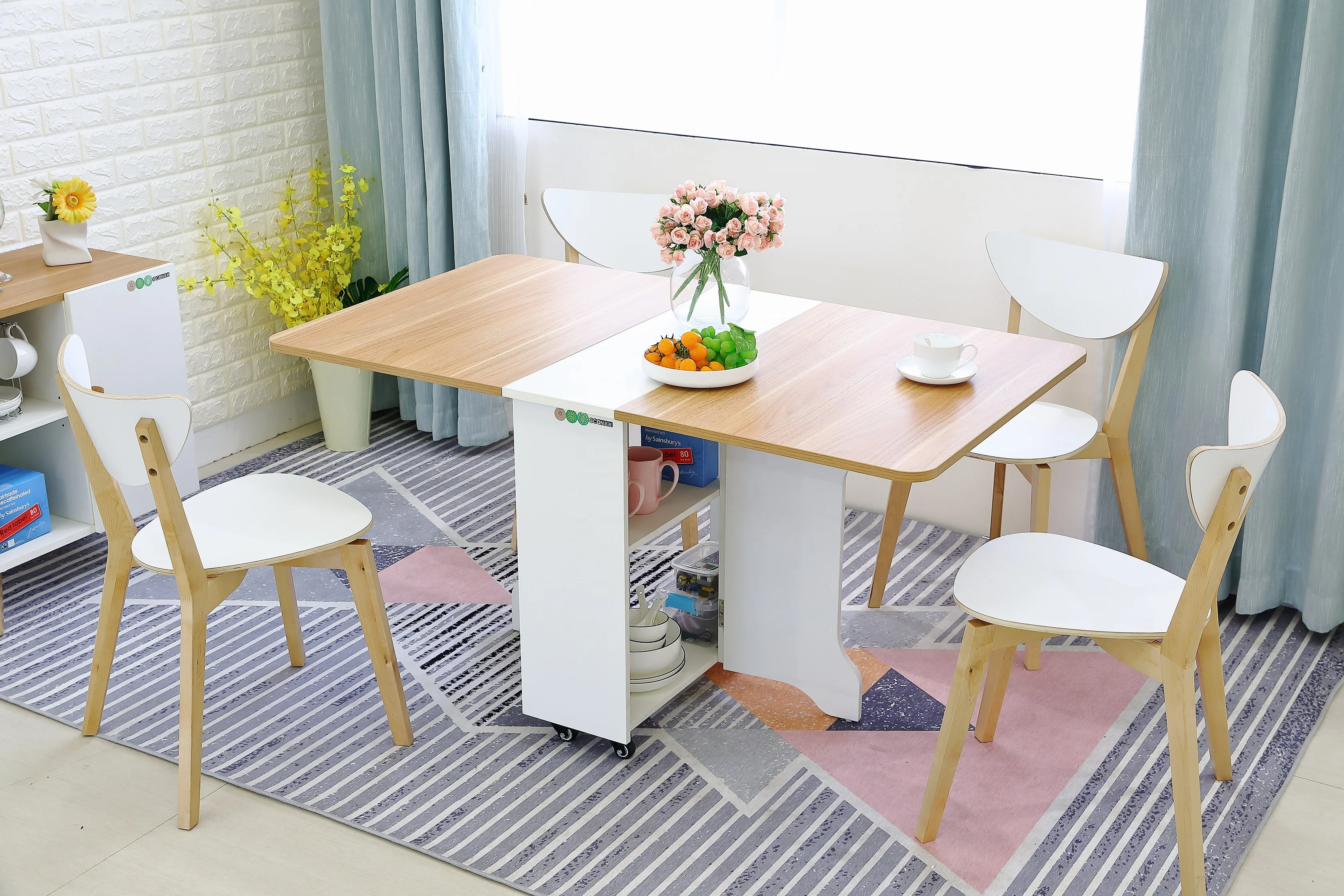 Gcon most popular in the world small saving space living furniture philippine dining table and chairs set foldable dining table