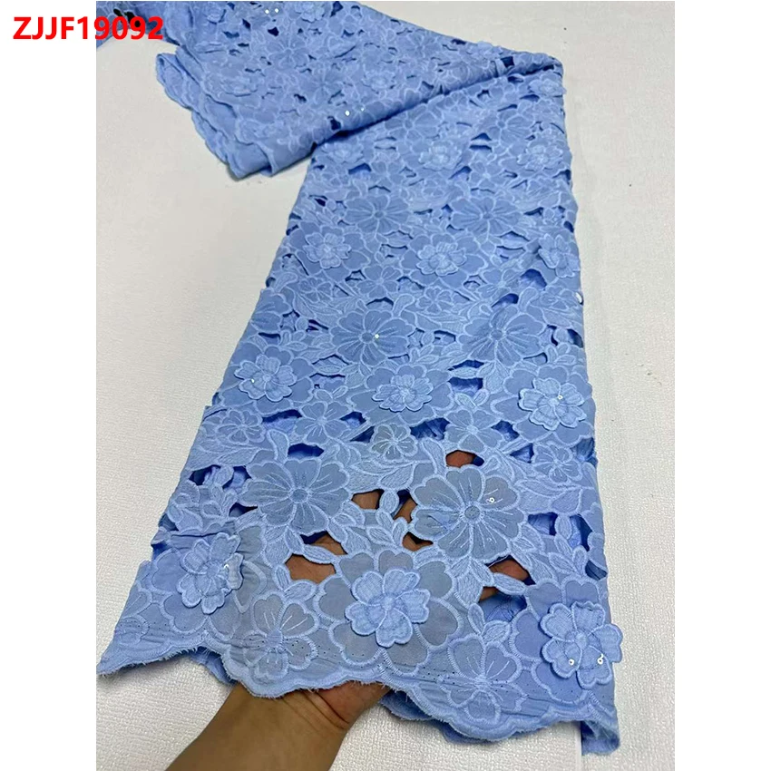 3D flower hollow out hard cotton fabric sequin embroidery lace