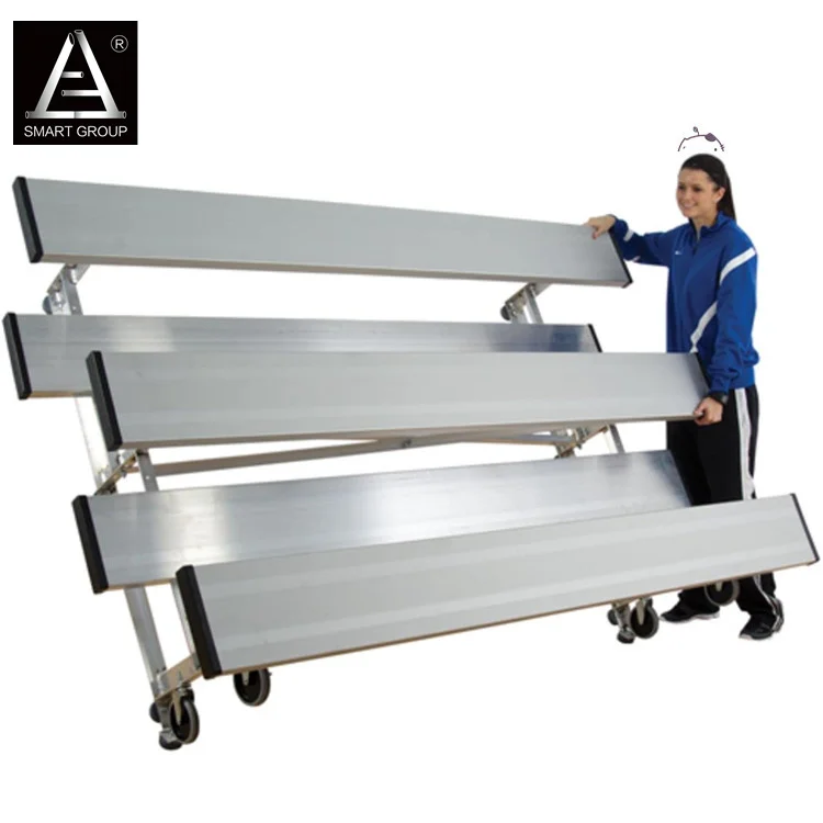 Indoor Gym Tip-N-Roll Bleachers 3 Row 15 Seat Aluminum Bleacher  For Basketball Court