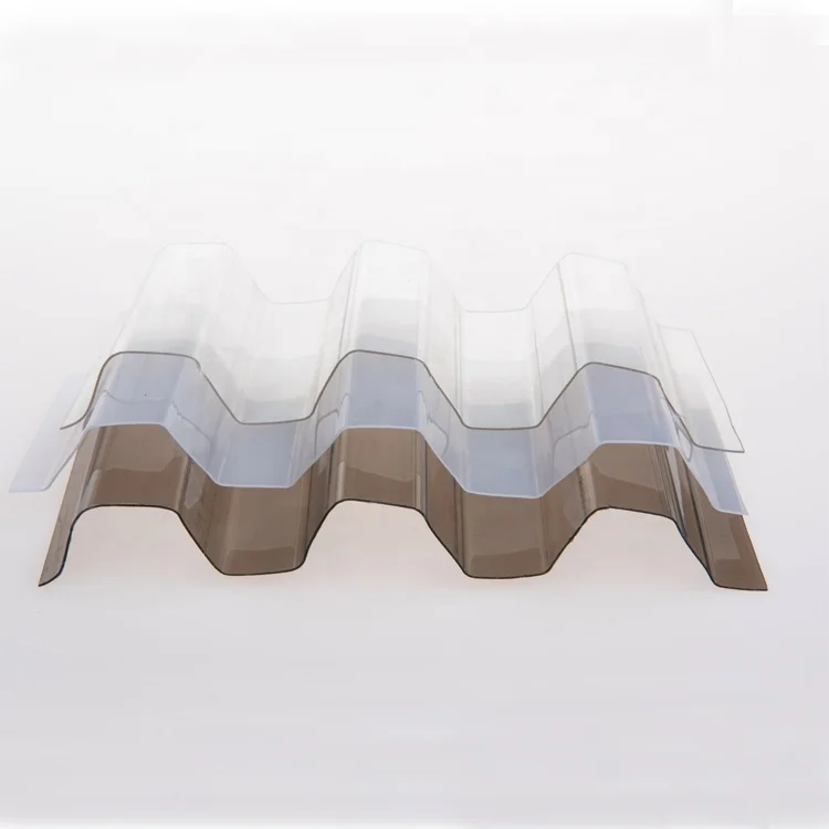 1.3mm 2mm Clear Amber Transparent Roofing Sheet Corrugated Polycarbon Plastic Wave Tile Policarbonato Panel