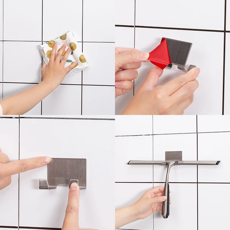 Bathroom Mirror Shower Squeegee With  Sticky Metal Hook