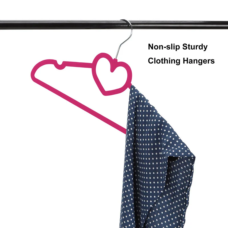 Colorful Thick Velvet Clothes Hangers Loving Heart Velvet Coat Hanger Non-slip Heart-shaped Hangers 100 Pack