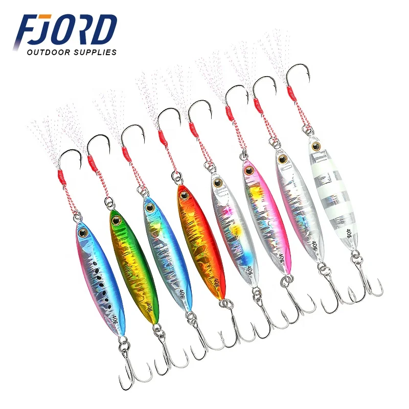 FJORD Wholesale 30g 40g Lure Jig Shore Casting Luminous Strip 3d eyes Slow Jigs fishing lure