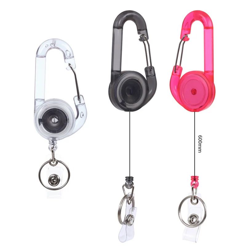 multi functions high resiliency anti theft translucent extendable cute keychain company office ID card badge reel accessories