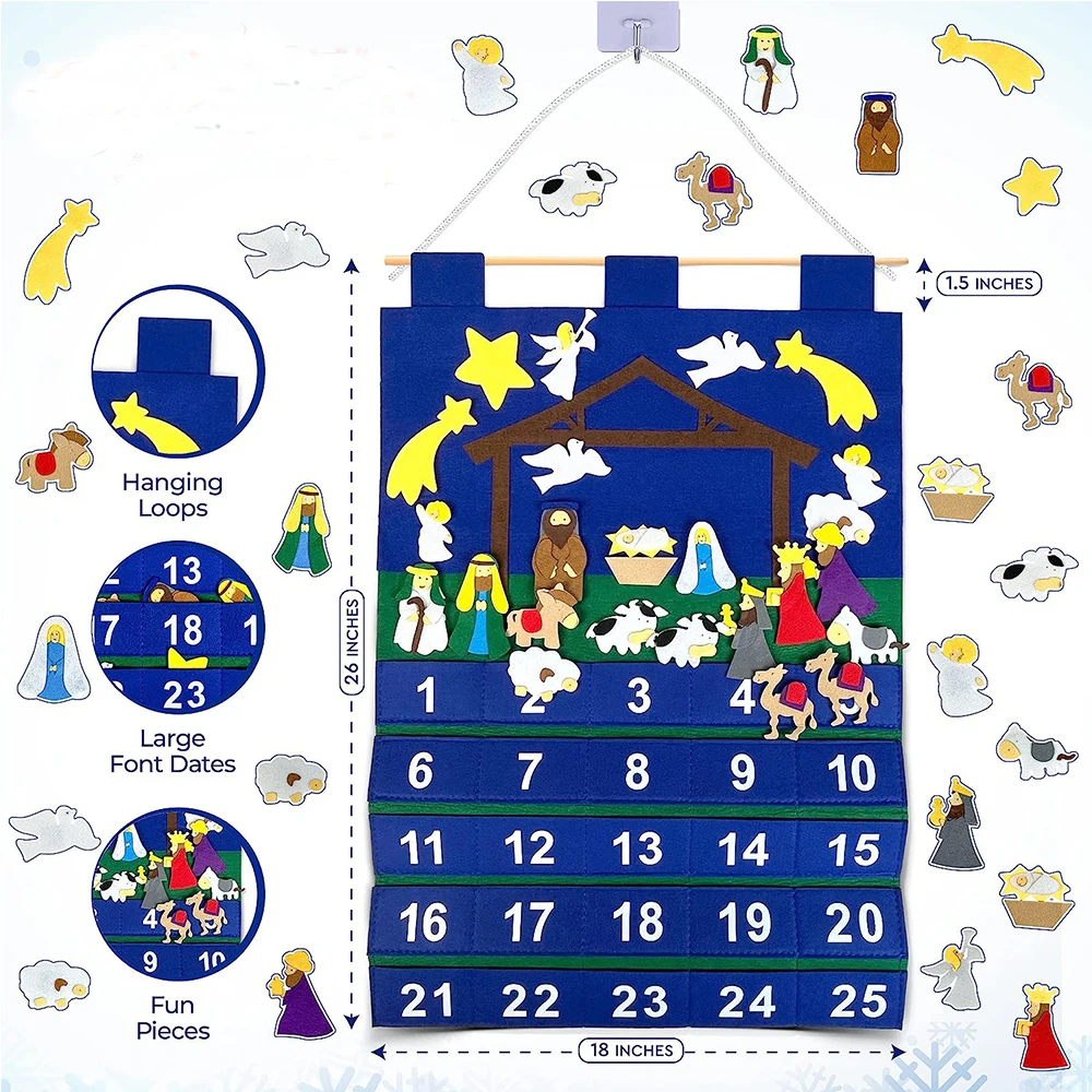 2023 Xmas holiday favors toys Premium felt fabric Christmas advent calendar for kids Christmas Decorations