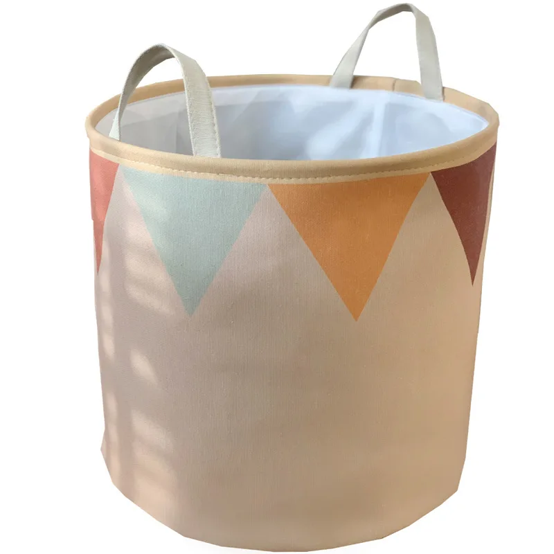 Nordic cute cartoon thickened fabric folding storage bucket  Round Toy Storage Cheap Cartoon Colored Laundry Baskets