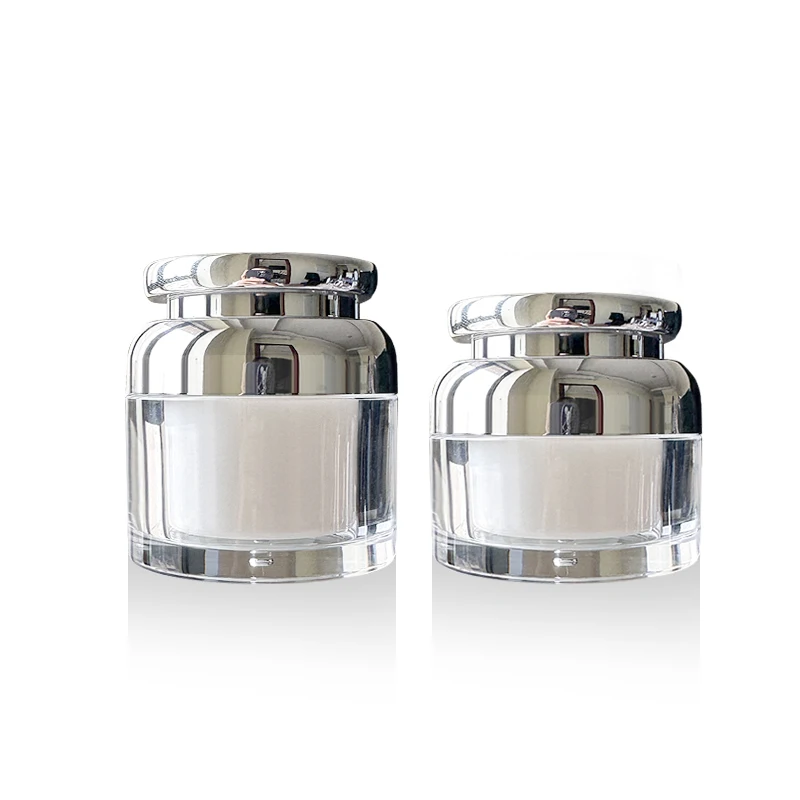 30g 50g Gold Empty Luxury Acrylic Skincare Plastic Double Wall Cosmetic Face Cream Plastic Jars With Lids Packaging