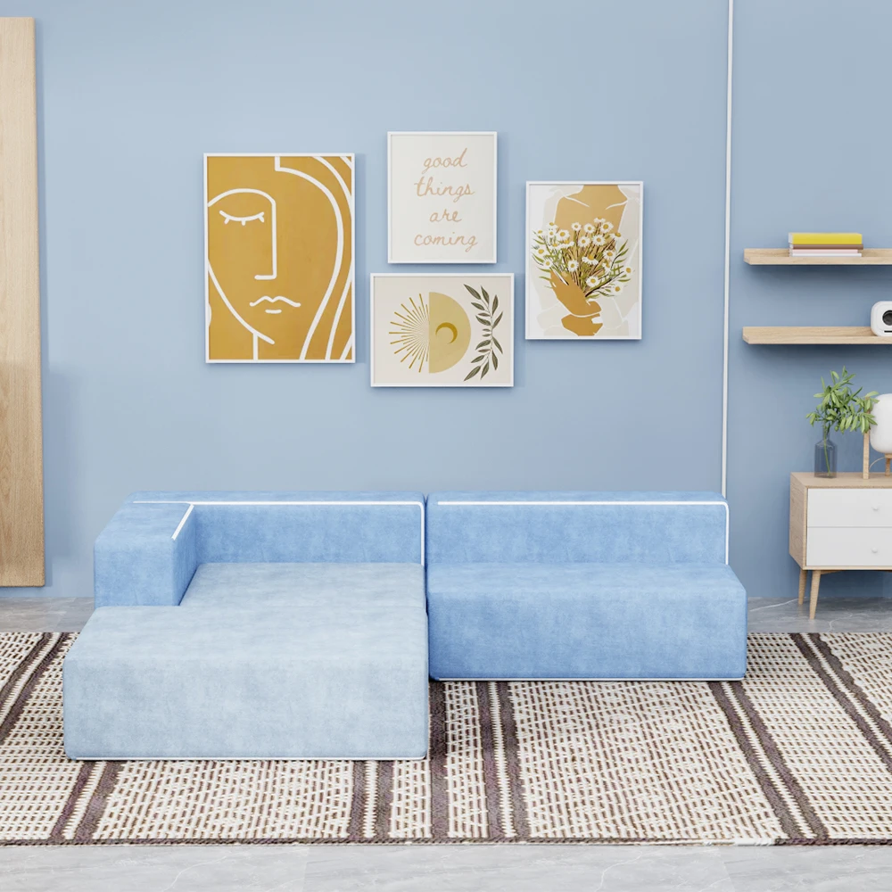 Saien modern sectional sofa  L-shaped corner sofa set couch small bed sofa for living room