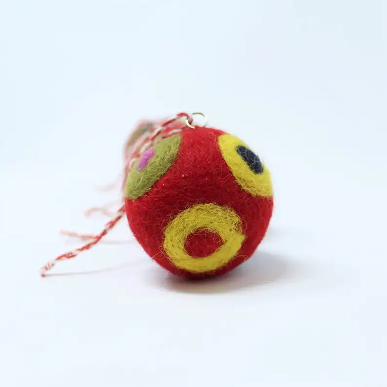 
Felted Wool Balls - Red Set of 6 Christmas Ball Ornaments - Handmade from Eco-friendly dyes and 100% Wool - Fair Trade Certified 