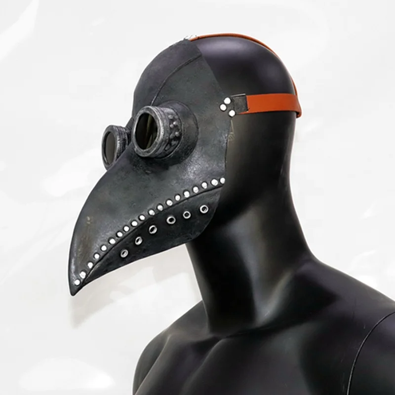 Halloween Vintage Long Nose Side Birdman Full Face Mask Steampunk Party Supplies, Horror Props Masquerade Medieval Plague Doctor