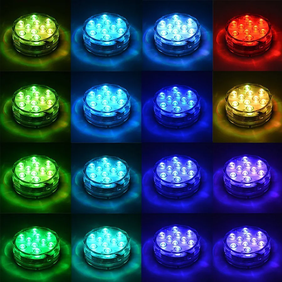 
13 Led Flashing Battery Powered Ip68 Water Proof Under Water Lamp Magnet Swimming Submersible Lights For Pool With Remote 
