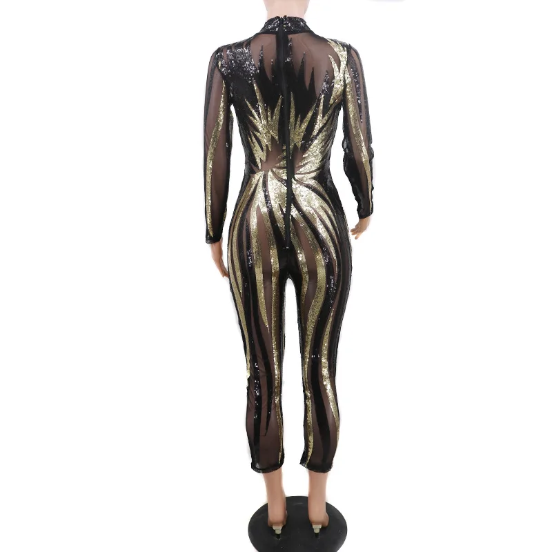 Hot style Long sleeves sexy tight ladies african print jumpsuits club wear for women FM-CY8210