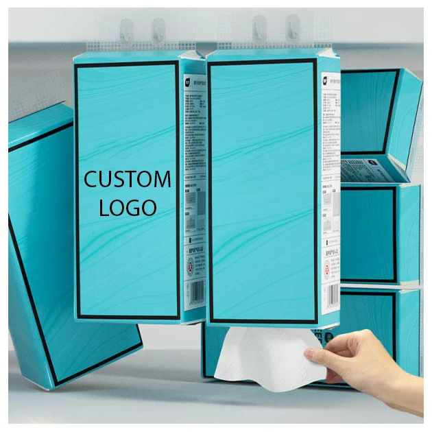 Custom 350G/Bag Virgin Wood Pulp Facial Tissue Bottom Extraction Type Wall Hanging Box Tissue Home Travel Sport Face Cleaning