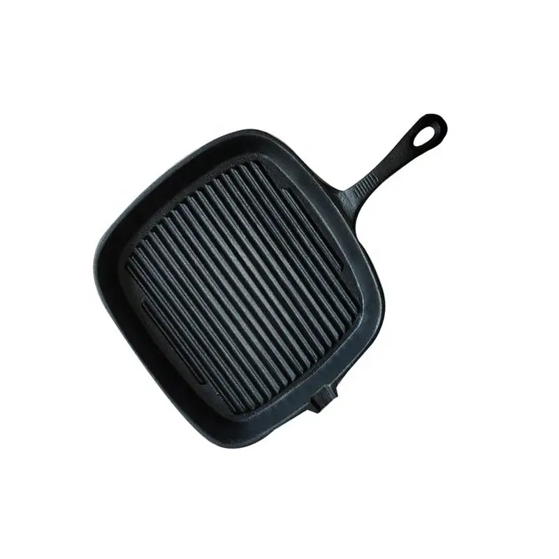 hot sale Classic Cast Iron Pre-season Grill griddle Cookware Skillet Steak Pan with single Handle Cookware