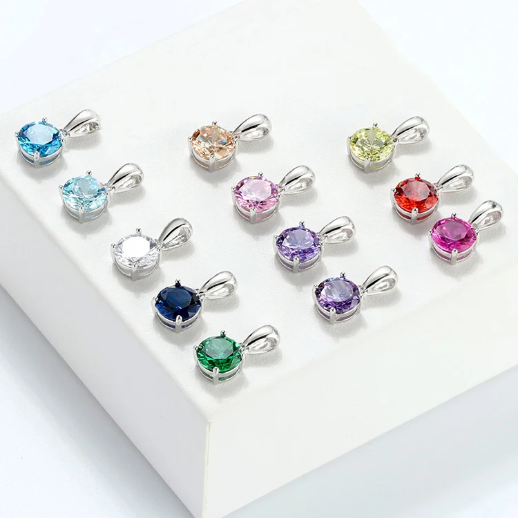 RINNTIN SN118 Hot Selling 925 Sterling Silver Necklace with round Moonstone Cubic Zircon Diamond Pendant for Women Gift