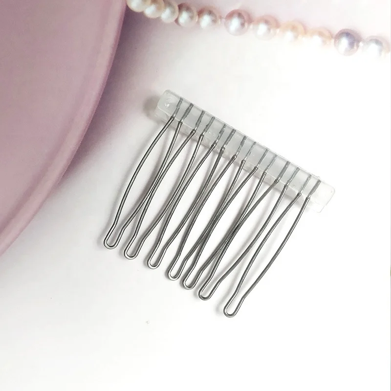 Free custom mixed silver 10 teeth twisted metal bridal veils comb gold 7 teeth wedding lace hair accessory stainless steel combs