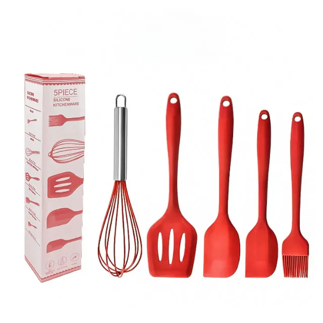 Home And Kitchen Accessories 5pcs Heat Resistant Food Silicone Kitchen Utensils Wholesale Cooking Spatula Set