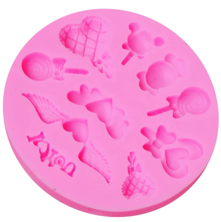 Factory Price Wings Love heart silicone Lollipop Cake Mold DIY Silicone Fondant Chocolate Baking Tool