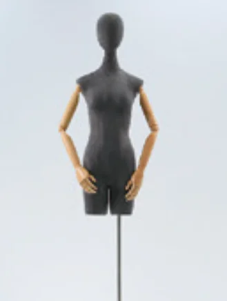 Hot Sale Half Body Female Dress Form Mannequin With Wooden Arms Plastic Women Mannequin