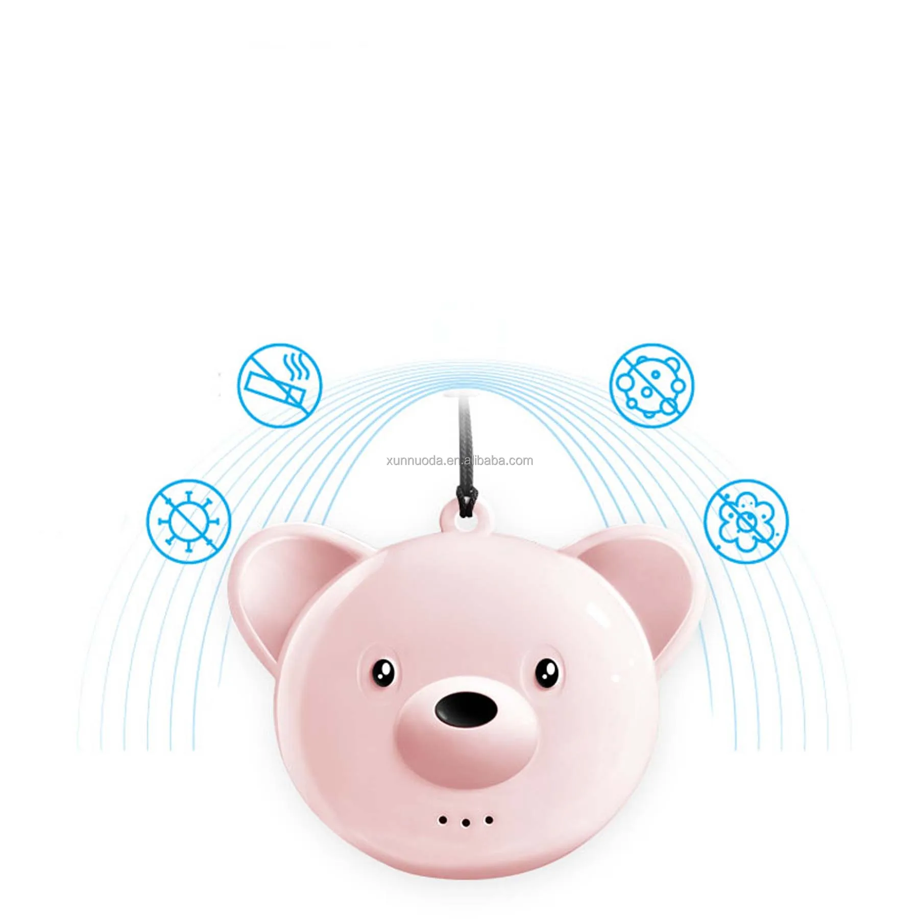 Bear shape car anion ozone generator air cleaner Negative Ions Necklace Air Purifier