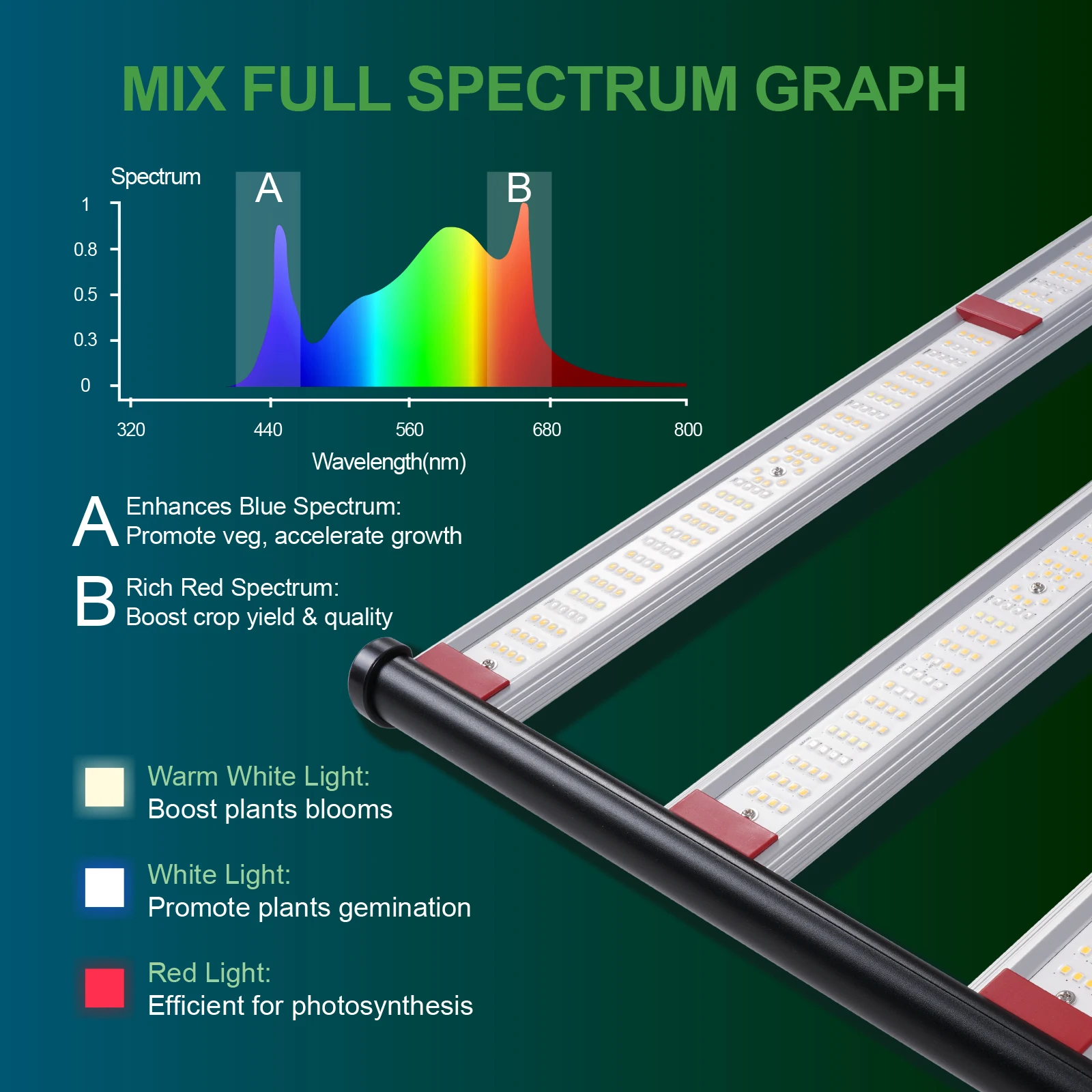 2023 NEW 1000W 4*6ft 2900 Umol/s Dimmable Greenhouse 1000 Watt LED Grow Light Full Spectrum