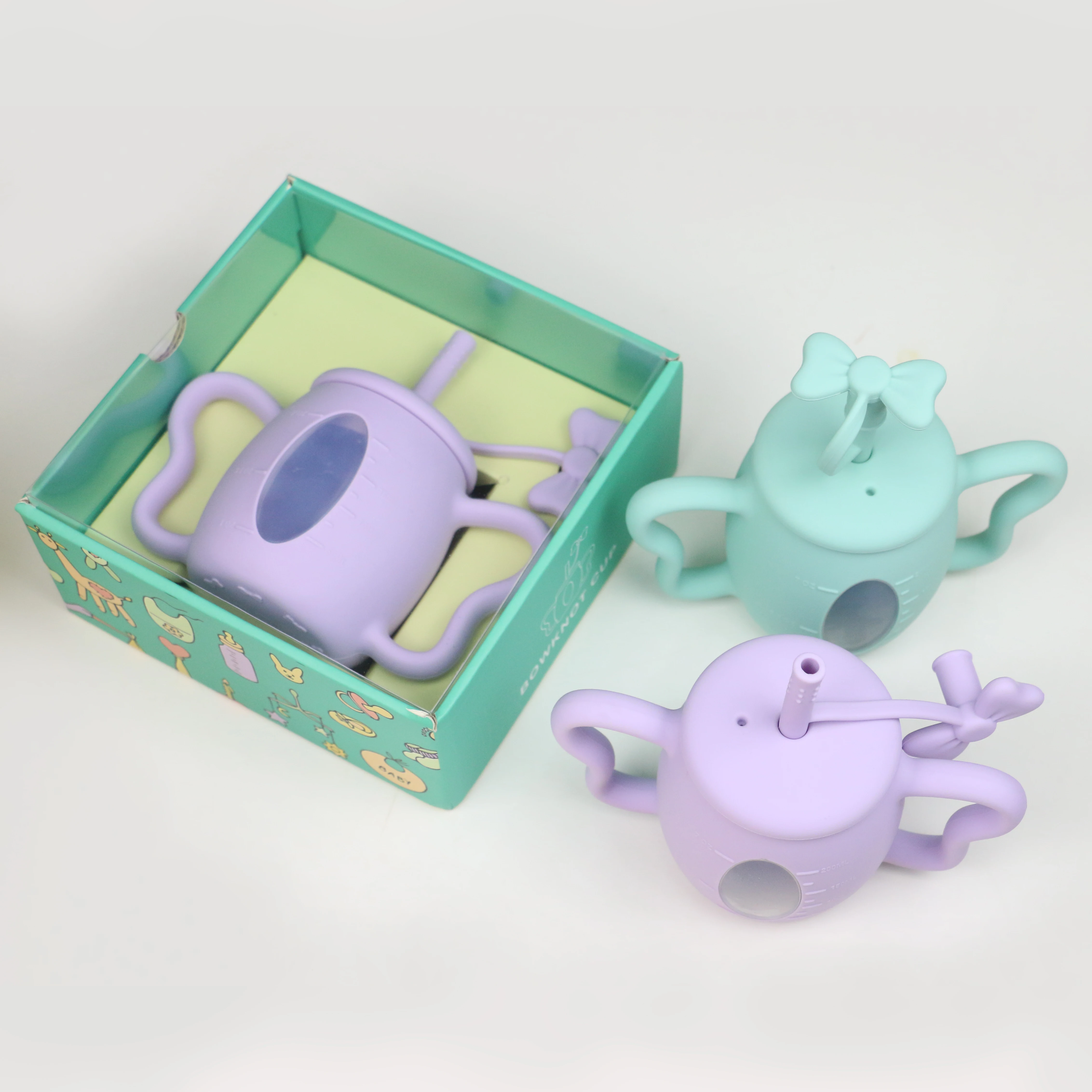 BPA free silicone butterfly shape toddler drinking cup No spill baby learning drinking silicone cup  Food grade  silicone cup wi