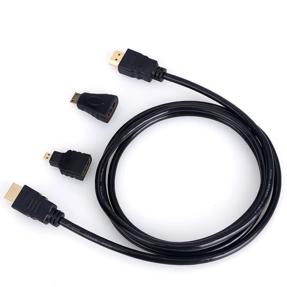 HDTV cable 3 in 1 with mini hdtv and micro hdtv converters Male to Male cable 1.5m for video camera tablet PC to TV