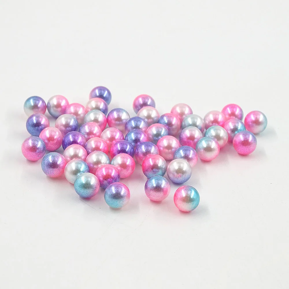 Gradient Pearl 4mm Rainbow Color ABS Pearl Beads without hole Multicolor plastic faux Pearl
