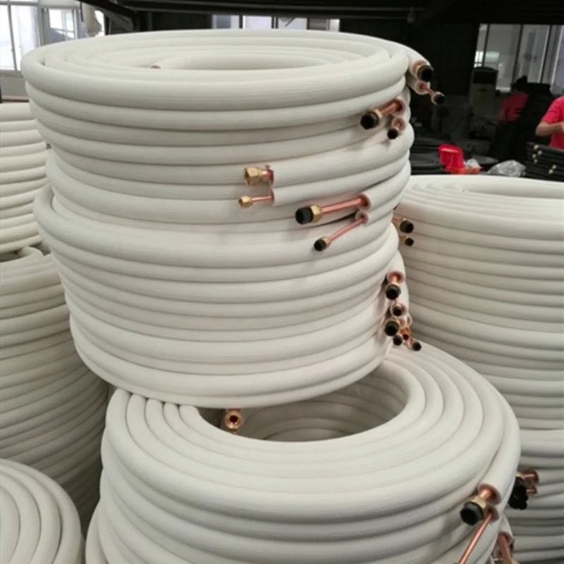 1/4+1/2 5m AC Spare Parts Air Conditioner Copper Pipe Installation Kit insulated copper pipe air conditioning pipe