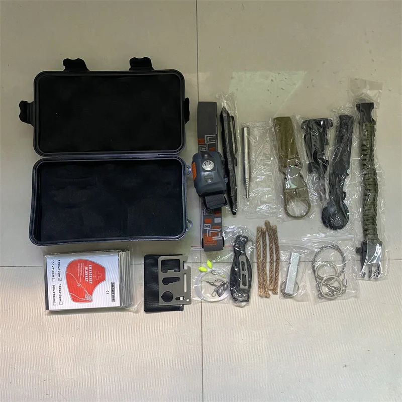 19 in 1 Tactical Survival Gear Kit Self-Defense EDC Pouch Medical Bag with First Aid Kit for Camping & Hiking Safety Equipment