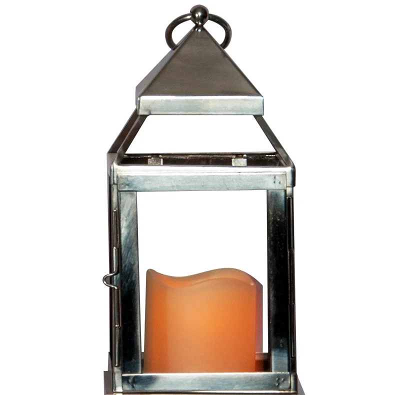 Garden And Home Hanging Decorative Lamp Retro Memorial Metal Frame Led Candle Lantern