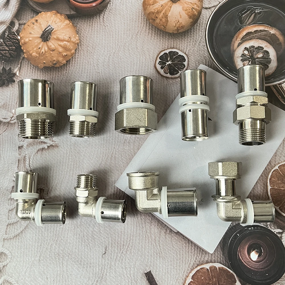 NFJM 57-3 Brass PEX Pipe Press Fitting 16 - 32 mm Female Socket White Color PEX Fittings